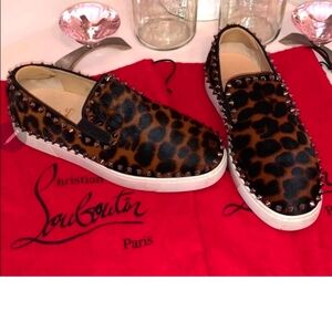 Christian Louboutin Leopard Pik Boat Sneakers 37